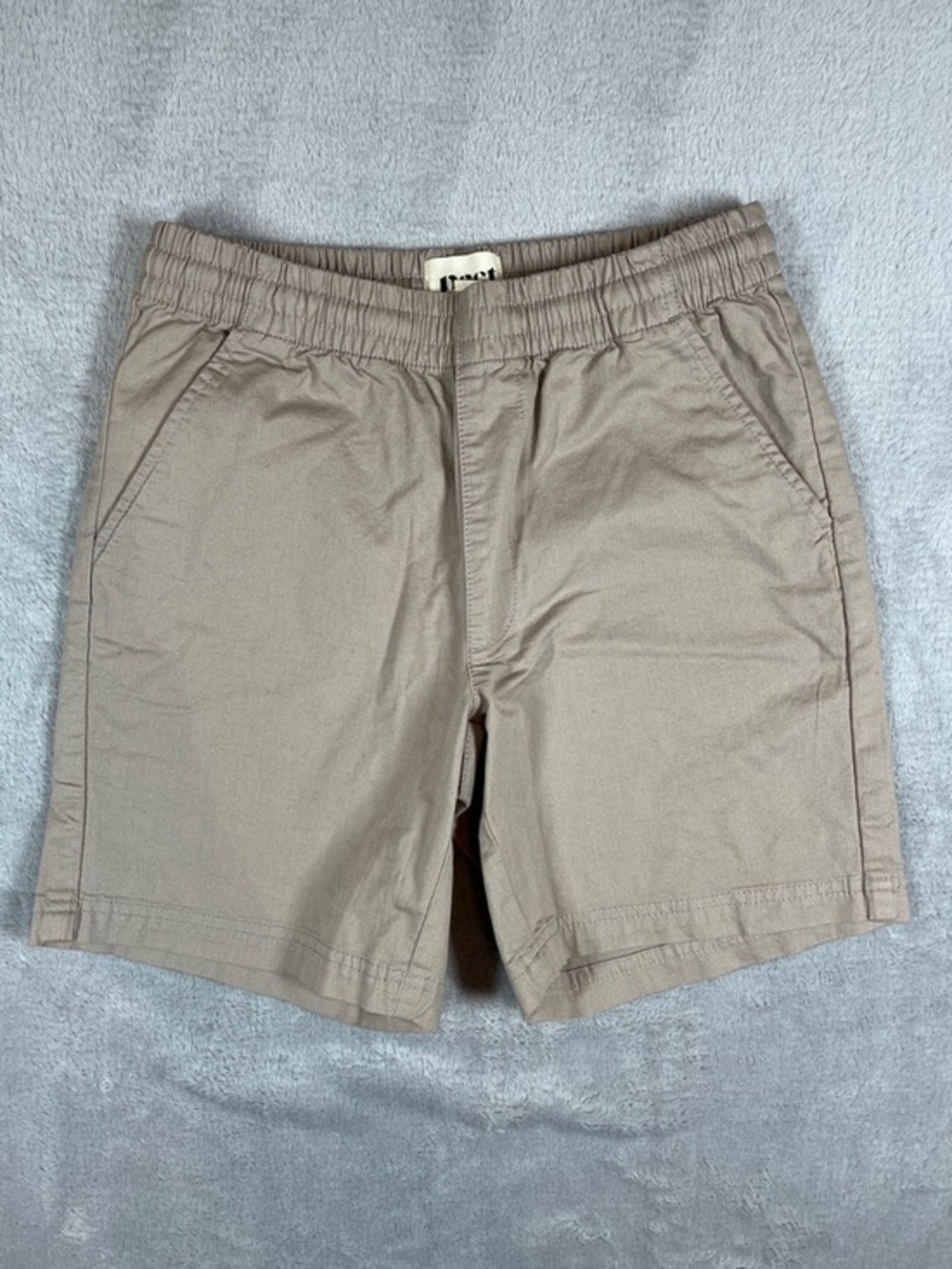Pact Organic Cotton Stretch Shorts Tan Khaki Elastic‎ Waist Women Small